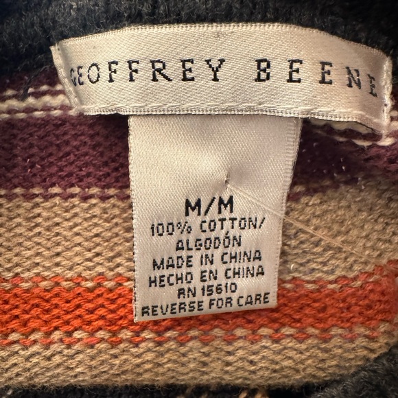 Geoffrey Beene Striped Crewneck Sweater Size Medium grandpa sweater Y2K 90’s - Picture 3 of 6